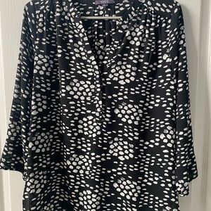 NYDJ Black and White Patterned Blouse
